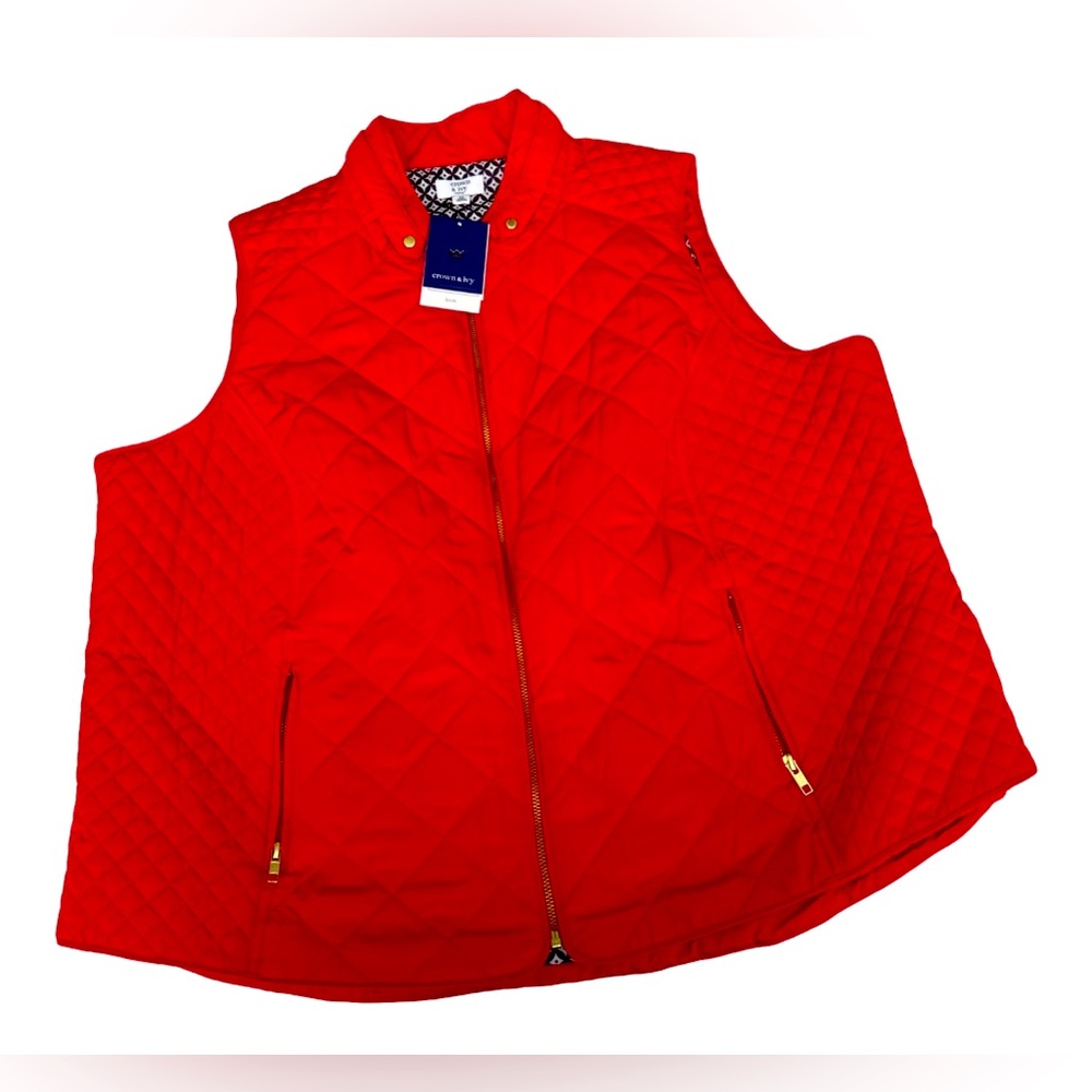 Crown & Ivy Red Puffer Vest